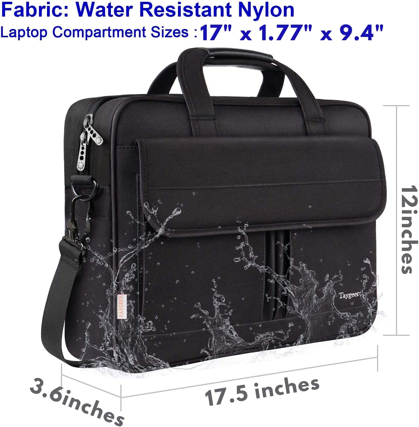 Taygeer Laptop Bag 15.6 Inch, Business Briefcase Gifts for Men Women, Water Resistant Messenger Shoulder Bag with Strap, Durable Office Bag, Carry On Laptop Case for Computer/Notebook/MacBook,Black - Image 3